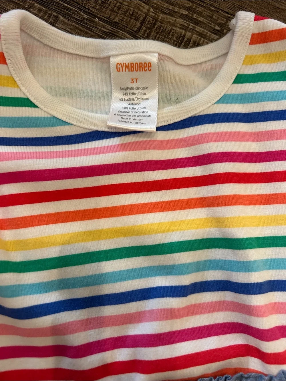 Gymboree Rainbow Stripe & Chambray Skirt Dress - Pink/Multicolor